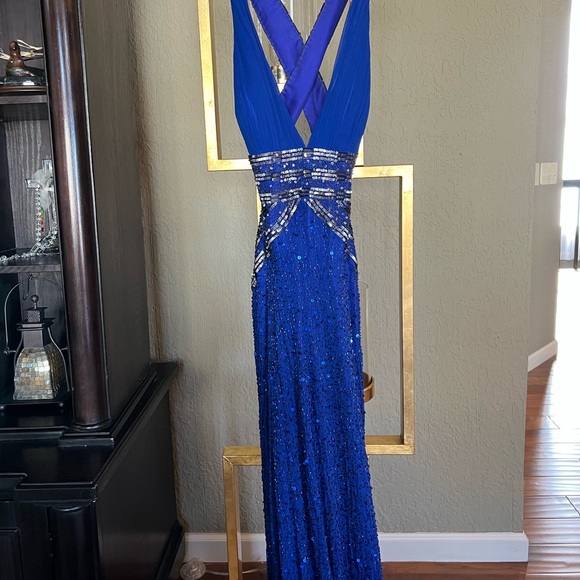 Royal blue beaded and backless prom gown!! - Picture 3 of 7